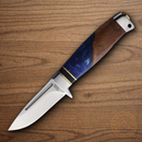 Rough Ryder Fixed Knife 3" Stainless Steel Blade Brown/Blue Wood/Resin Handle