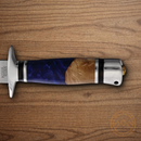 Rough Ryder Fixed Knife 7.75" Stainless Steel Blade Brown/Blue Wood/Resin Handle