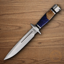 Rough Ryder Fixed Knife 7.75" Stainless Steel Blade Brown/Blue Wood/Resin Handle