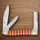 Rough Ryder Texas Stockman Pocket Knife Stainless Steel Blades Black/Red/Yellow Bone Handle