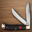 Rough Ryder Trapper Fox Pocket Knife Stainless Steel Blades Black/Red Micarta Handle