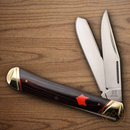 Rough Ryder Trapper Fox Pocket Knife Stainless Steel Blades Black/Red Micarta Handle