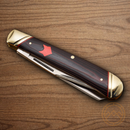 Rough Ryder Trapper Fox Pocket Knife Stainless Steel Blades Black/Red Micarta Handle