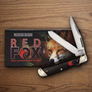 Rough Ryder Trapper Fox Pocket Knife Stainless Steel Blades Black/Red Micarta Handle