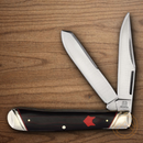 Rough Ryder Trapper Fox Pocket Knife Stainless Steel Blades Black/Red Micarta Handle
