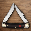 Rough Ryder Large Moose Pocket Knife Stainless Steel Blades Black/Red Micarta Handle