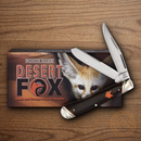 Rough Ryder Desert Fox Trapper Pocket Knife Stainless Steel Blades Black/Orange Micarta Handle