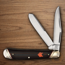 Rough Ryder Desert Fox Trapper Pocket Knife Stainless Steel Blades Black/Orange Micarta Handle