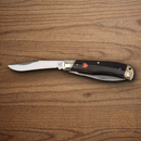 Rough Ryder Desert Fox Jumbo Trapper Pocket Knife Stainless Steel Blades Black/Orange Micarta Handle