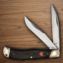 Rough Ryder Desert Fox Jumbo Trapper Pocket Knife Stainless Steel Blades Black/Orange Micarta Handle
