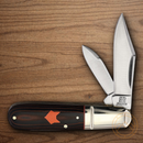 Rough Ryder Desert Fox Barlow Pocket Knife Stainless Steel Blades Black/Orange Micarta Handle