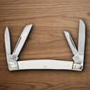 Rough Ryder Fox Congress Pocket Knife Stainless Steel Blades White Micarta Handle