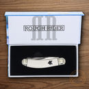 Rough Ryder Sowbelly Trapper Pocket Knife Stainless Steel Blades White Micarta Handle