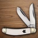 Rough Ryder Sowbelly Trapper Pocket Knife Stainless Steel Blades White Micarta Handle