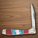Rough Ryder Stoneworx Folding Knife Stainless Steel Blade Blue/Red Turquoise/Mother of Pearl/abalone Handle