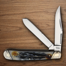 Rough Ryder Trapper Pocket Knife Carbon Steel Blades Cinnamon Stag Bone Handle