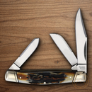 Rough Ryder Stockman Pocket Knife Carbon Steel Blades Cinnamon Stag Bone Handle