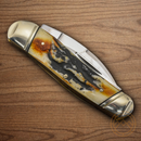 Rough Ryder Swayback Pocket Knife Carbon Steel Blades Cinnamon Stag Bone Handle