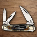 Rough Ryder Swayback Pocket Knife Carbon Steel Blades Cinnamon Stag Bone Handle