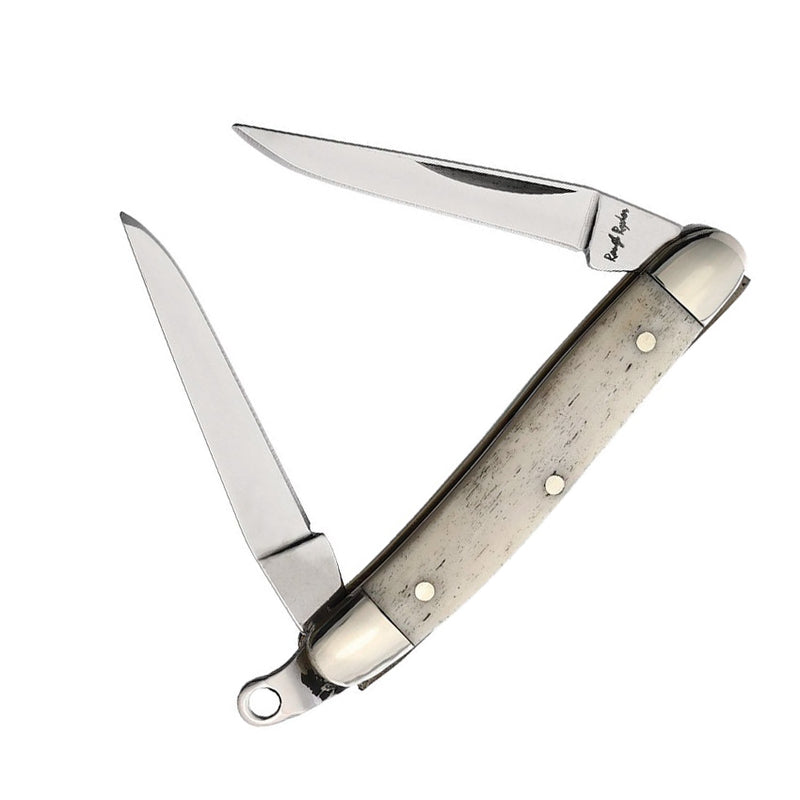 Rough Ryder Mini Muskrat Pocket Knife Stainless Steel Dual Clip Blades White Smooth Bone Handle 2462 -Rough Ryder - Survivor Hand Precision Knives & Outdoor Gear Store