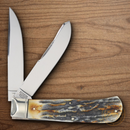 Rough Ryder Jumbo Trapper Pocket Knife Carbon Steel Blades Cinnamon Stag Bone Handle