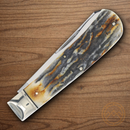 Rough Ryder Jumbo Trapper Pocket Knife Carbon Steel Blades Cinnamon Stag Bone Handle