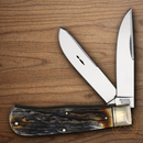 Rough Ryder Jumbo Trapper Pocket Knife Carbon Steel Blades Cinnamon Stag Bone Handle