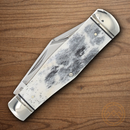 Rough Ryder Appaloosa Coke Bottle Pocket Knife Stainless Steel Blades White/Gray Bone Handle