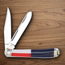 Rough Ryder Texas Star Trapper Pocket Knife Stainless Steel Blades Red/White/Blue Plastic Handle