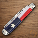 Rough Ryder Texas Star Trapper Pocket Knife Stainless Steel Blades Red/White/Blue Plastic Handle