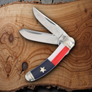Rough Ryder Texas Star Sowbelly Trapper Pocket Knife 440 Steel Clip And Spey Blades Smooth Bone Handle 2501