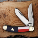 Rough Ryder Texas Star Sowbelly Trapper Pocket Knife 440 Steel Clip And Spey Blades Smooth Bone Handle 2501