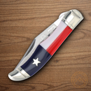 Rough Ryder Texas Star Folding Knife Stainless Steel Blade Red/White/Blue Plastic Handle