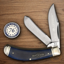 Rough Ryder Patriot Series Bow Trapper Pocket Knife Stainless Steel Blades Blue Bone Handle