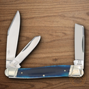 Rough Ryder Patriot Series Stockman Pocket Knife Stainless Steel Blades Blue Bone Handle