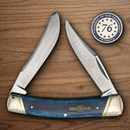 Rough Ryder Patriot Series Moose Pocket Knife Stainless Steel Blades Blue Bone Handle