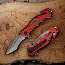 Rough Ryder Fire Fighter Folding Knife 3.25" Stainless Blade Red Aluminum Handle