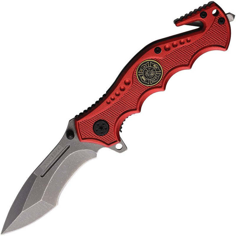 Rough Ryder Fire Fighter Rescue Linerlock Folding Knife 3.25" Stainless Steel Extended Tang Blade Red Aluminum Handle 2514 -Rough Ryder - Survivor Hand Precision Knives & Outdoor Gear Store