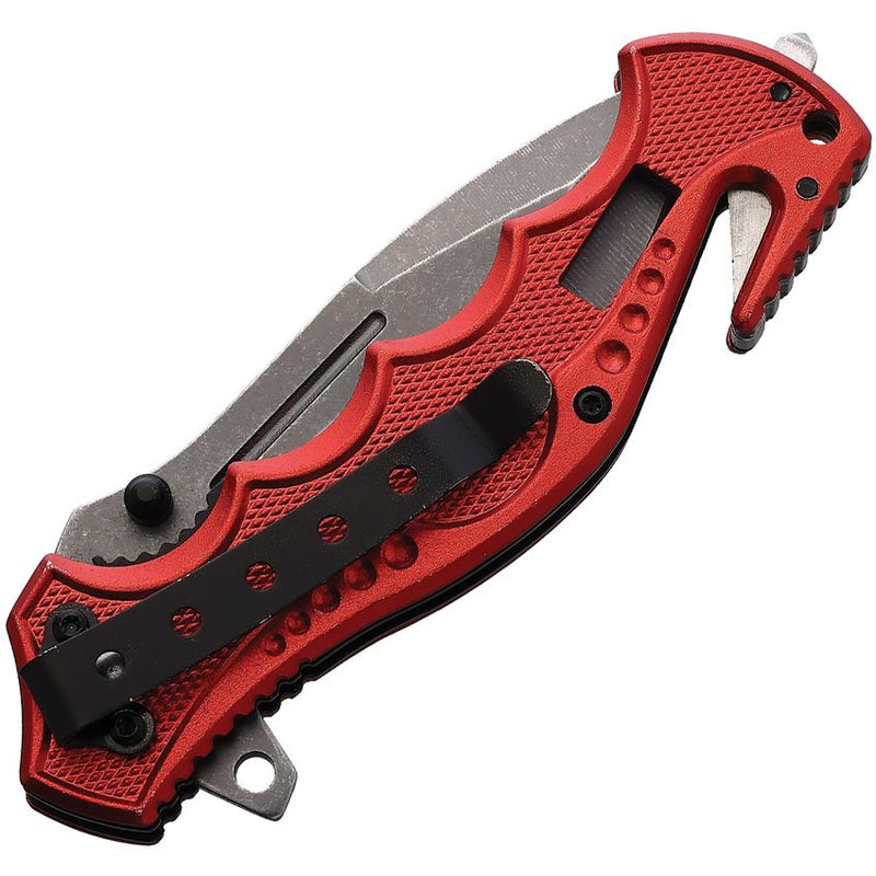 Rough Ryder Fire Fighter Rescue Linerlock Folding Knife 3.25" Stainless Steel Extended Tang Blade Red Aluminum Handle 2514 -Rough Ryder - Survivor Hand Precision Knives & Outdoor Gear Store