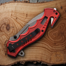 Rough Ryder Fire Fighter Folding Knife 3.25" Stainless Blade Red Aluminum Handle