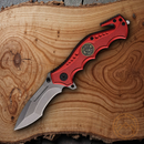 Rough Ryder Fire Fighter Folding Knife 3.25" Stainless Blade Red Aluminum Handle