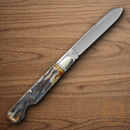 Rough Ryder Folding Knife Damascus Steel Blade Cinnamon Jigged Bone Handle