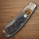 Rough Ryder Trapper Pocket Knife Damascus Steel Blades Cinnamon Jigged Bone Handle