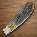 Rough Ryder Trapper Pocket Knife Damascus Steel Blades Cinnamon Jigged Bone Handle