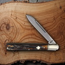 Rough Ryder Doctor Folding Knife Damascus Steel Spear Blade Cinnamon Bone Handle