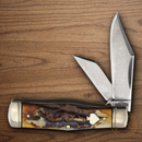 Rough Ryder Coke Bottle Pocket Knife Damascus Steel Blades Cinnamon Jigged Bone Handle