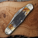 Rough Ryder Swell Center Jack Pocket Knife Damascus Steel Blades Bone Handle