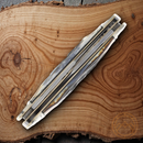 Rough Ryder Swell Center Jack Pocket Knife Damascus Steel Blades Bone Handle