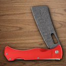 Rough Ryder Sous Chef Cleaver Folding Knife 4" Damascus Steel Blade Red Aluminum Handle