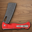 Rough Ryder Sous Chef Cleaver Folding Knife 4" Damascus Steel Blade Red Aluminum Handle